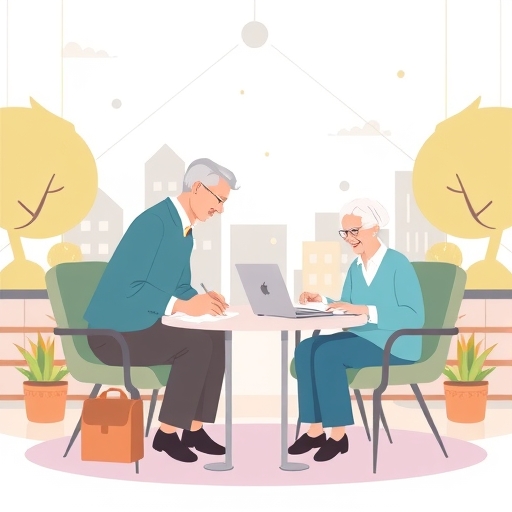 一位中年女士在檢視退休計劃