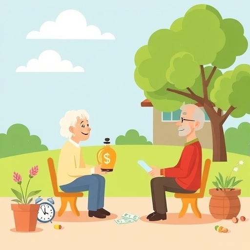 一對老夫婦在討論退休計劃