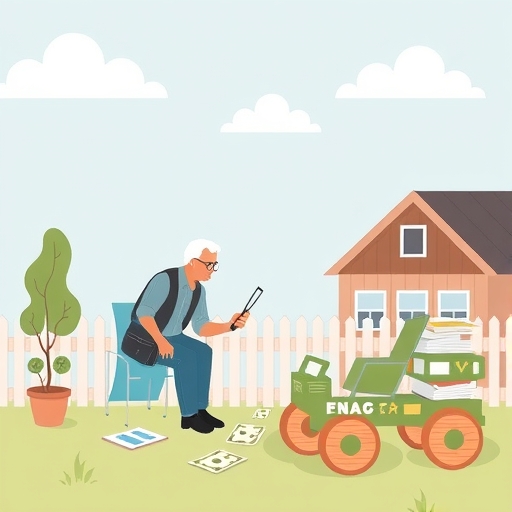 一位老年女士在計算退休金