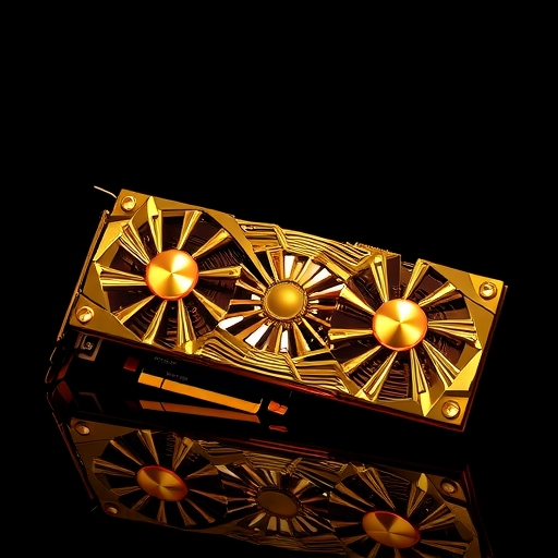 一張鑲有黃金的高階顯卡展示