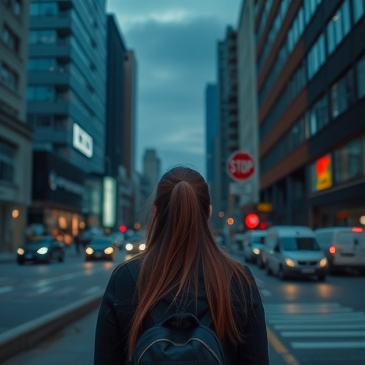 一位女子在現代城市中感到孤獨