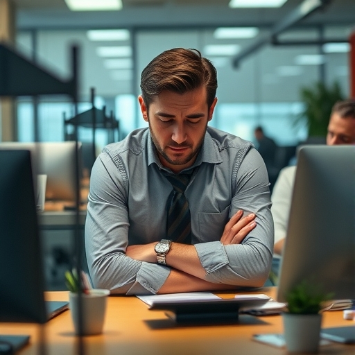 一位員工在壓力大的辦公環境中工作