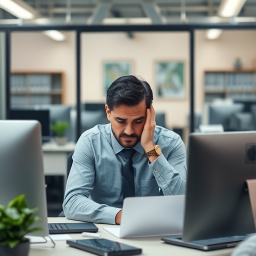 一位員工在壓力大的辦公環境中工作