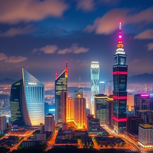 台北市天際線結合科技元素的景觀