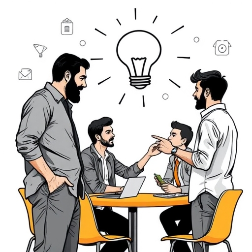 創業者們正在進行頭腦風暴討論