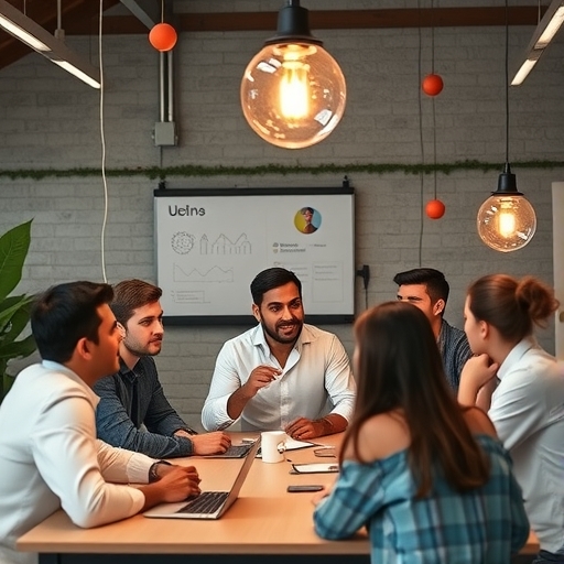 創業者們正在進行頭腦風暴討論