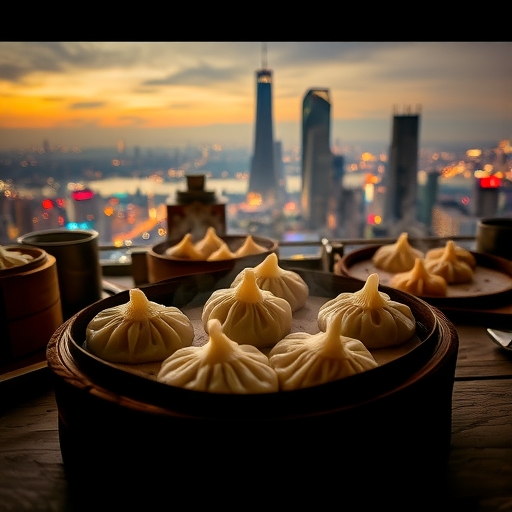 蒸餃配城市天際線