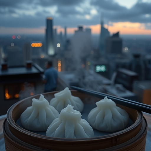 蒸餃配城市天際線