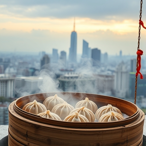 蒸餃配城市天際線