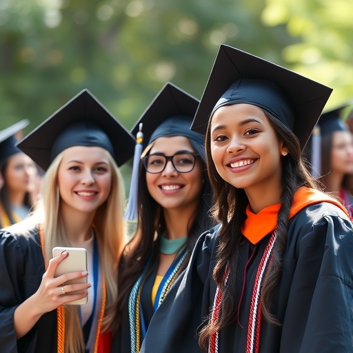 一位女學生正在慶祝畢業