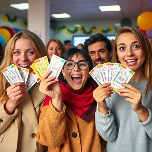 人們驚訝地展示彩票