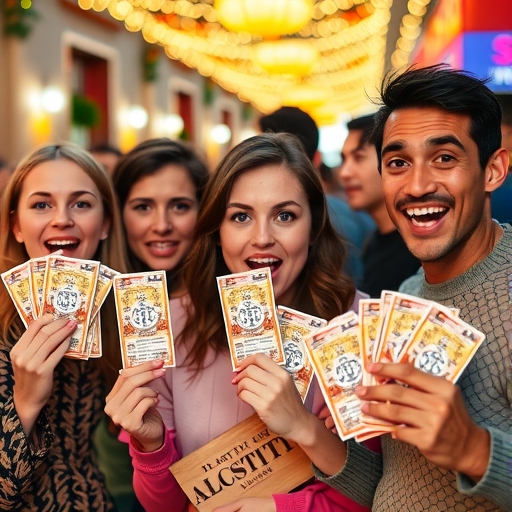 人們驚訝地展示彩票