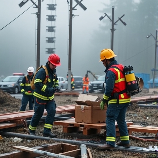 災後重建工作人員正在協調