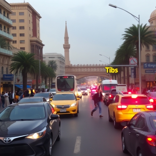 開羅交通中的機車擁堵情景
