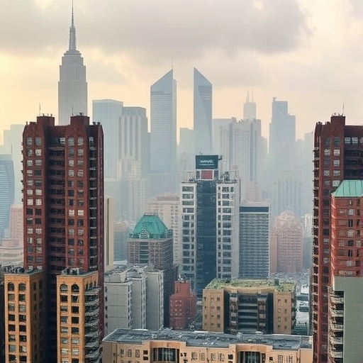 城市景觀中建築物失敗的畫面