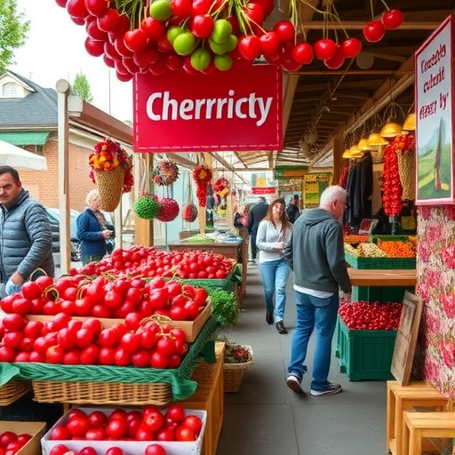 台灣櫻桃市場的各種櫻桃攤位