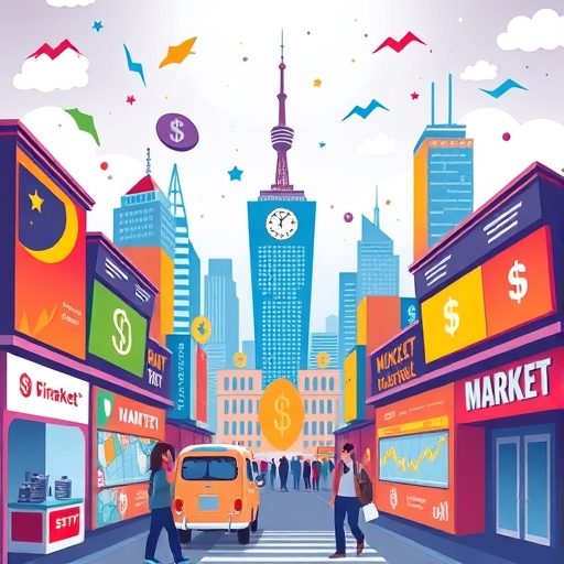 生動的金融市場插圖