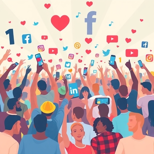 一幅充滿活力的社群媒體社區景象