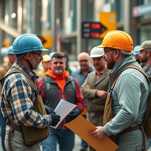 工人們在討論勞動權益