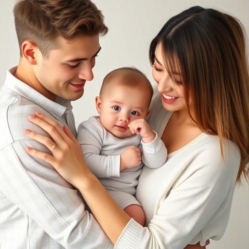年輕夫妻抱著嬰兒