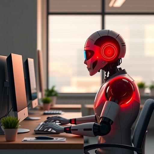 一位正在辦公室裡使用AI的智能助理