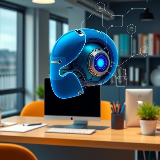 一位正在辦公室裡使用AI的智能助理