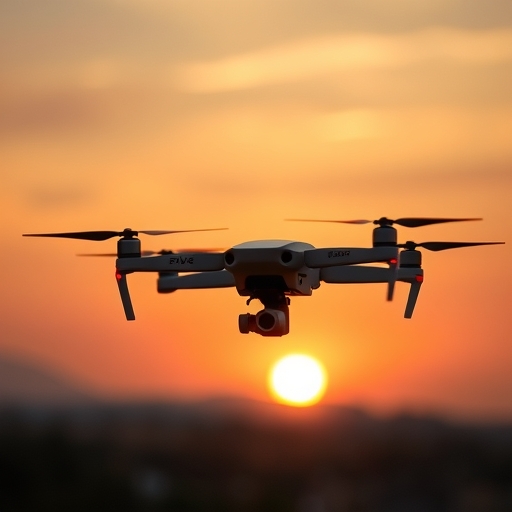 AI無人機在夕陽下進行任務