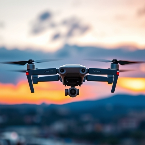 AI無人機在夕陽下執行任務