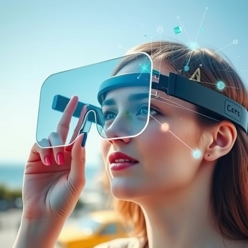 配有虛擬疊加的AR眼鏡展示