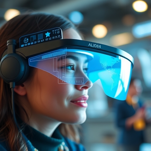 技術工程師調整AR眼鏡光學元件