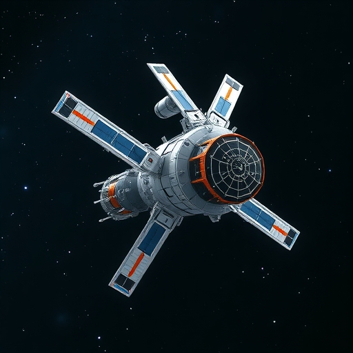 未來感衛星在太空中漂浮