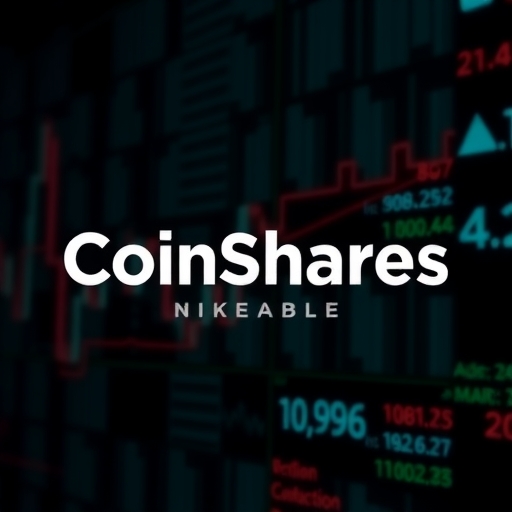 CoinShares logo on a digital background