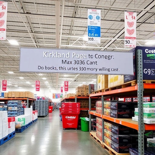 Costco店內陳列Kirkland產品的內部景象