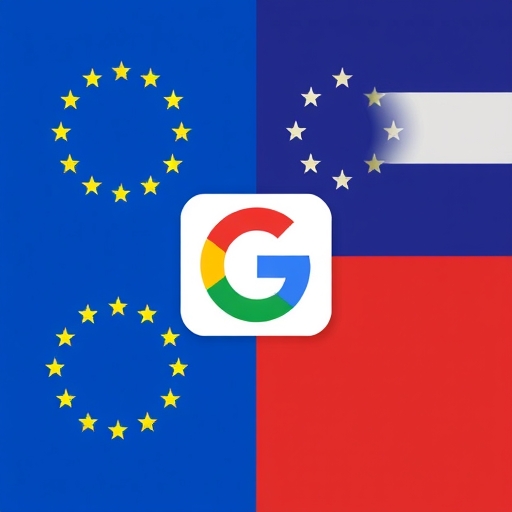 歐洲聯盟旗幟和谷歌標誌