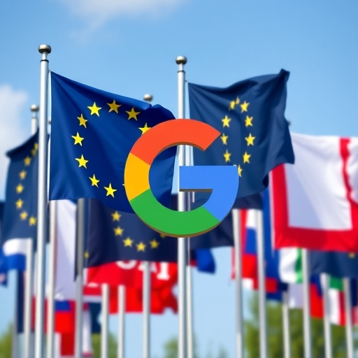 歐洲聯盟旗幟和谷歌標誌