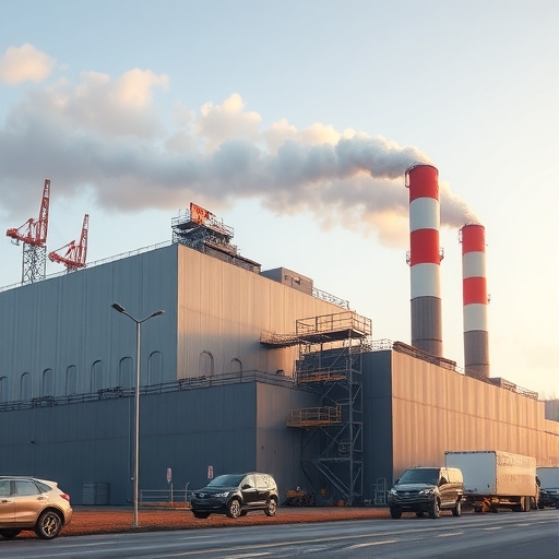 巨大製造工廠外部全景