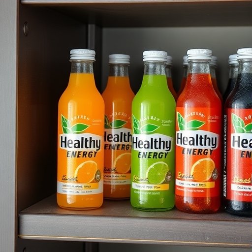 一瓶健康能量飲料在貨架上