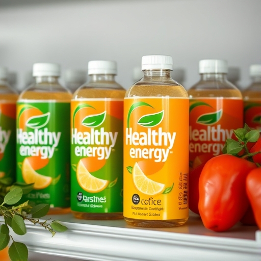 一瓶健康能量飲料在貨架上
