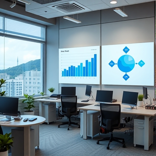 英特爾辦公室內有多個圖表展示