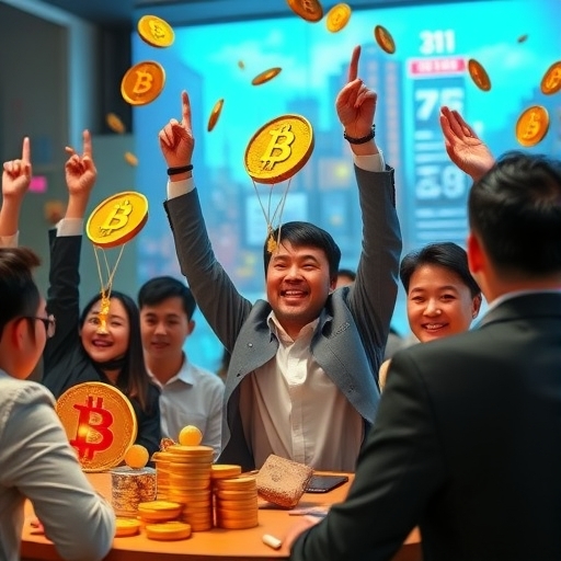 韓國投資者慶祝加密貨幣成功