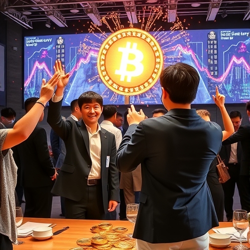 韓國投資者慶祝加密貨幣成功