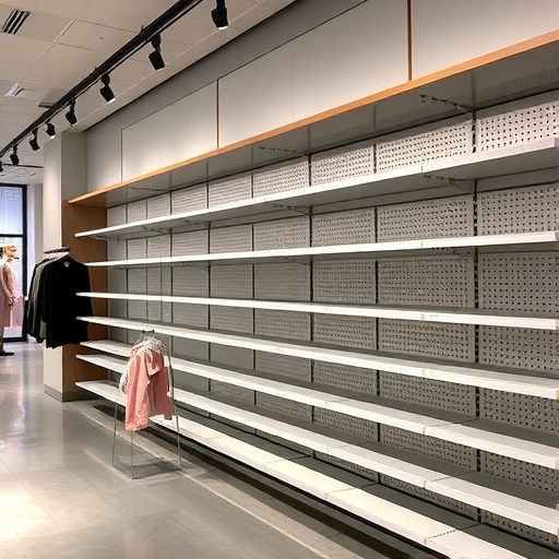 Lululemon 商店內架子空無一物