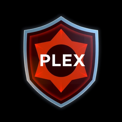 Plex標誌在數位盾牌中