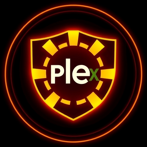 Plex標誌在數位盾牌中