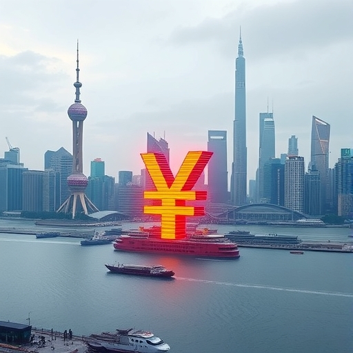 上海天際線與數字人民幣符號