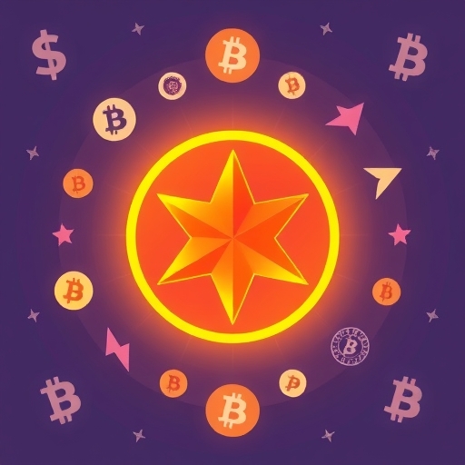 Stellar 標誌被加密貨幣圖標環繞