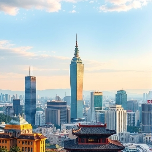 台北市的城市天際線與建築物