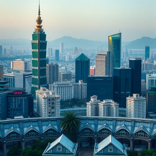 台北市的城市天際線與建築物