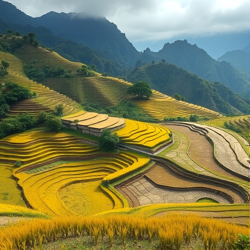 台灣稻米田與鄉村景色