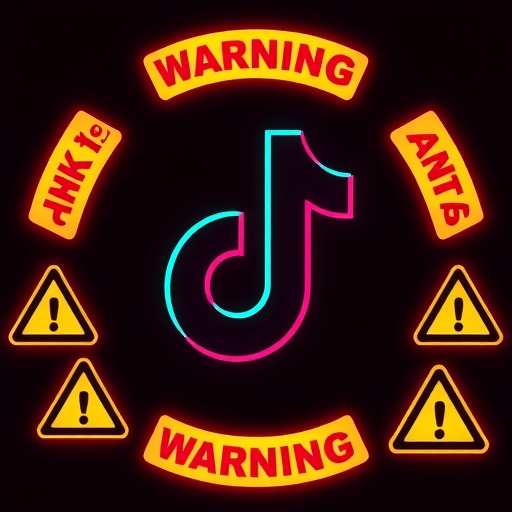 TikTok標誌被警告標誌包圍